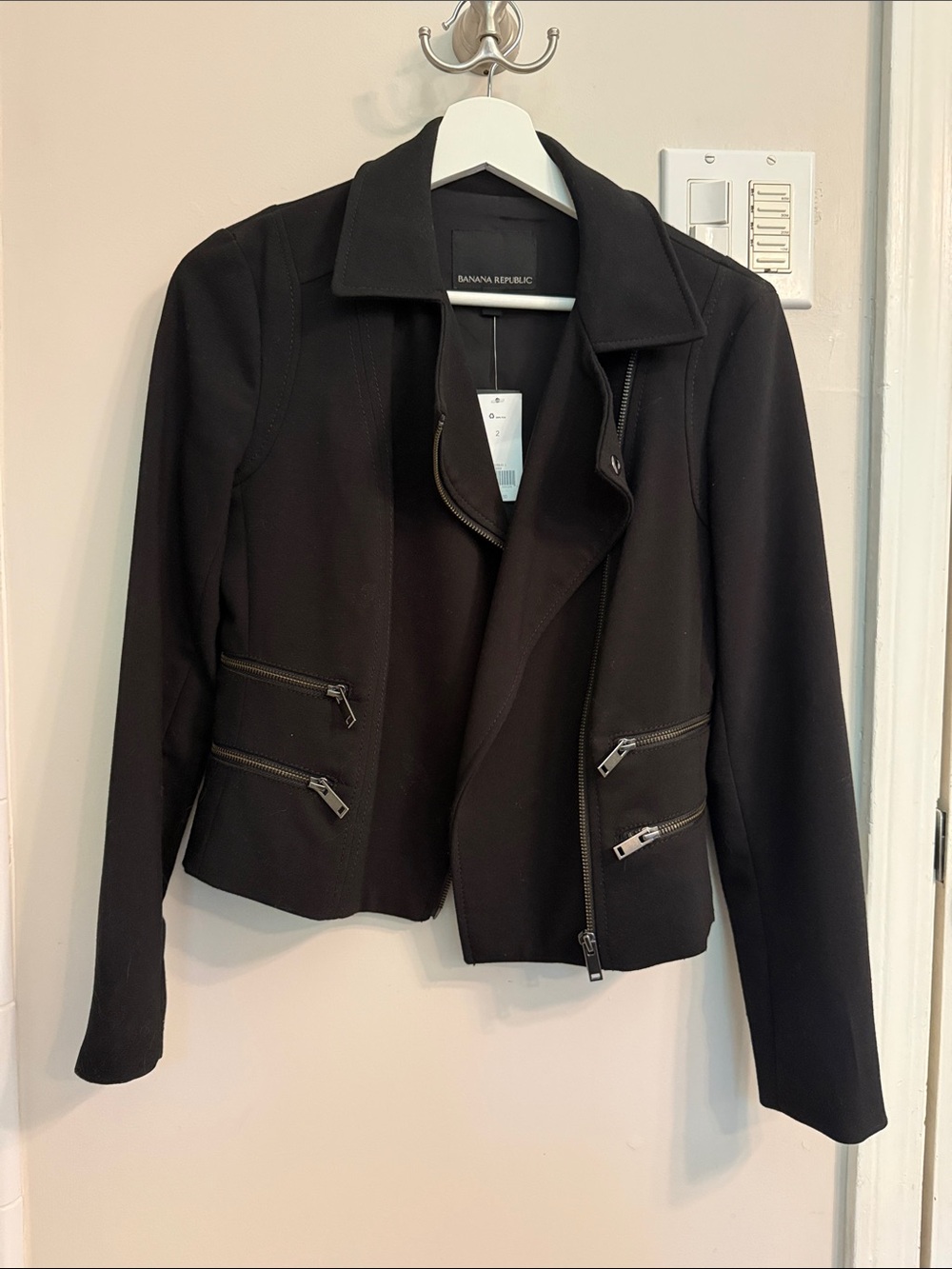 Banana Republic Black Zip Moto Blazer - Picture 1 of 4
